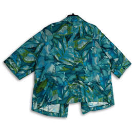 NWT Womens Blue Green Tropical Print 3/4 Sleeve Open Front Jacket Size 2X alternative image