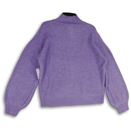 NWT Womens Purple Collared Long Sleeve Knitted Pullover Sweater Size XL alternative image