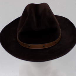 Vintage Oleg Cassini Men's Urban Turban Style Brown Felt Wide Brim Fedora Hat SZ 7 alternative image