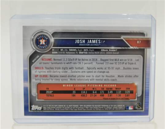 2019 Josh James Bowman Sky Blue Rookie /499 Houston Astros image number 2