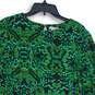 H&M Womens Green Black Batik Print Long Sleeve Back Key Hole Shift Dress Size 10 image number 3