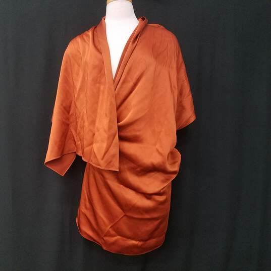 NWT Womens Orange Sleeveless V-Neck Pullover Midi Drape Dress Size 8 image number 1