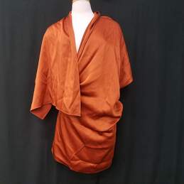 NWT Womens Orange Sleeveless V-Neck Pullover Midi Drape Dress Size 8