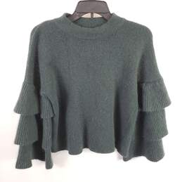 Gianni Bini Women Green Tiered Sleeve Sweatshirt M