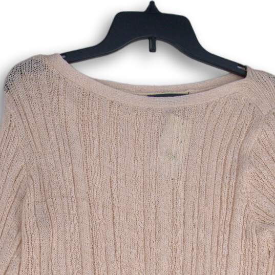 NWT Mak Womens Pink Knitted Round Neck Long Sleeve Pullover Sweater Size S image number 3