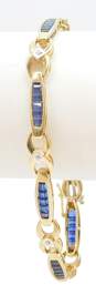 Elegant 10K Yellow Gold Sapphire & Diamond Accent Bracelet 9.1g image number 3