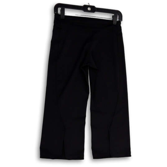 Buy the Womens Black Elastic Waist Wide-Leg Slit Hem Pull-On Capri Pants  Size Small