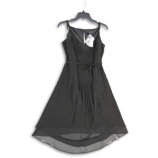 NWT Womens Black Pleated Sleeveless V-Neck Knee Length A-Line Dress Size 8 image number 1