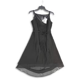 NWT Womens Black Pleated Sleeveless V-Neck Knee Length A-Line Dress Size 8