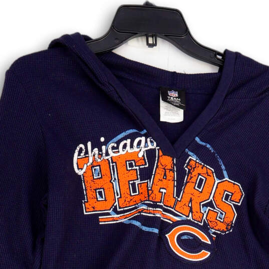 Womens Blue Orange Chicago Bears Long Sleeve Pullover Hoodie Size XL image number 3