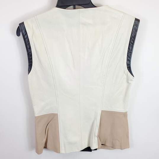 Bebe Women Black/White Leather Vest M image number 2