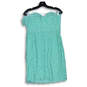 NWT Womens Mint Green Floral Lace Strapless Short Bridesmaid Dress Size 10 image number 2