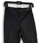 Womens Black Flat Front Skinny Leg Pull-On Leather Ankle Pants Size S image number 3