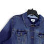 Womens Blue Denim Long Sleeve Collared Pockets Button Front Jacket Size 2X image number 3