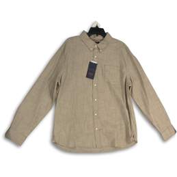 NWT Jachs New York Mens Beige Chambray Collared Button-Up Shirt Size XL