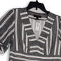 NWT Womens Gray White Striped Short Sleeve V-Neck Short A-Line Dress Size 8 image number 3