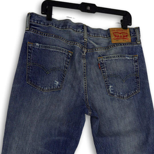 Mens 541 Blue Denim Medium Wash Pockets Distressed Tapered Jeans Size 34x34 image number 4
