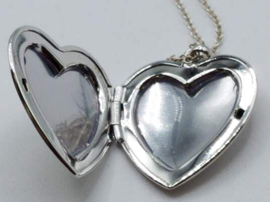 925 Sterling Silver Heart Locket Pendant Necklace 18in image number 3
