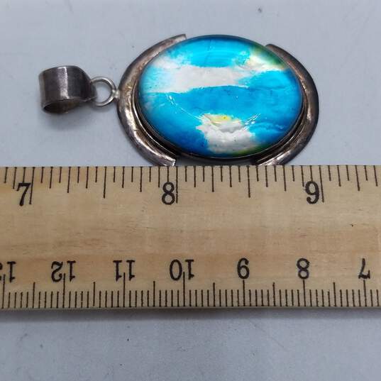 Sterling Silver Resin Colorful Oval Pendant 15.8g image number 5