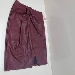 Wm Open Edit Leather Maroon Burgundy Skirt Wrap Knot-Style Slit Sz XL