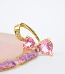 10k Yellow Gold Heart Cut Pink Sapphire & Diamond Accent Pendant Necklace 2.7g alternative image
