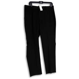 NWT Womens Black Flat Front Pockets Stretch Straight Leg Dress Pants Sz 10
