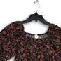 Roan + Ryan Womens Black Scarlett Floral Square Neck Puff Sleeve Mini Dress Sz S image number 3