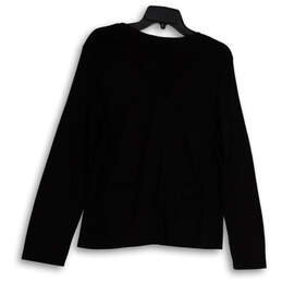 NWT Womens Black V-Neck Long Sleeve Front Button Blouse Top Size L alternative image