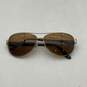 Womens Adrian Silver-Tone Floral Frame Brown Lens Adjustable Aviator Sunglasses image number 1
