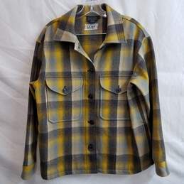Pendleton yellow gray plaid wool shirt jacket M