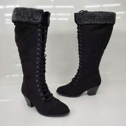 Torrid Black Faux Suede High Heeled Lace-Up Sweater Boots Women's US Size 10