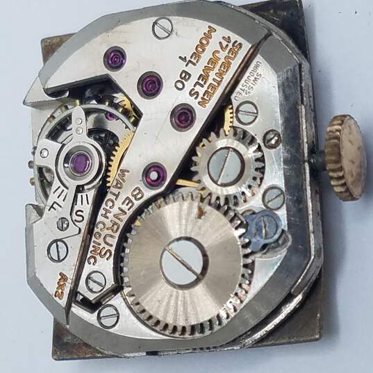 Benrus GP 17 Jewels Gold Tone Tank Vintage Watch image number 8