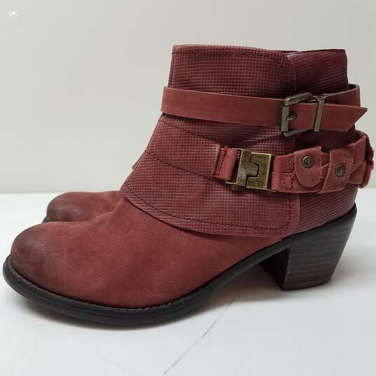Sundance Red Suede Buckle Boots Bootie Shoes Size 6.5 image number 3