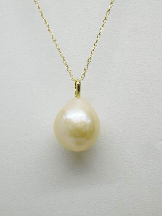 Honora 14K Yellow Gold Baroque Pearl Pendant Necklace 4.6g image number 5