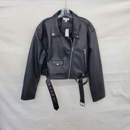 Topshop Black Faux Leather Moto Jacket WM Size 12 NWT
