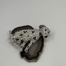 Designer Swarovski Crystal Cut Stone Pave Swan Dalmatian Dog Brooch Pin