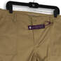 NWT Womens Beige Flat Front Cargo Pockets Straight Leg Capri Pants Size 16W image number 3