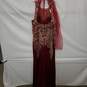 Let's Embroidered Sleeveless Long Zip Back Dress W/Sash Size 3XL image number 2
