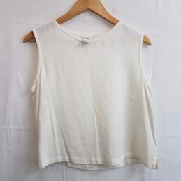 Eileen Fisher ivory white cropped tank top 100% rayon M