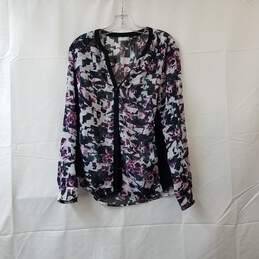 Kut From The Kloth Women's Black Graphic Print Polyester Button Up Blouse Size M