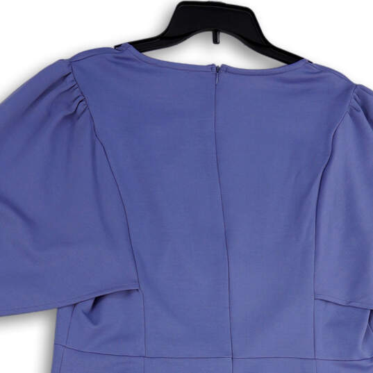 NWT Womens Blue Short Sleeve Back Zip Knee Length Sheath Dress Size 2XL image number 4