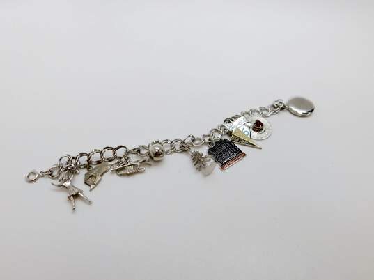 Vintage Silver Tone Travel Charm Bracelets 62.6g image number 4