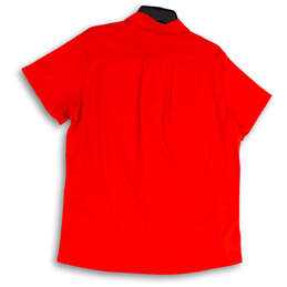 Mens Orange Short Sleeve Spread Collar Button Front Polo Shirt Size XL alternative image