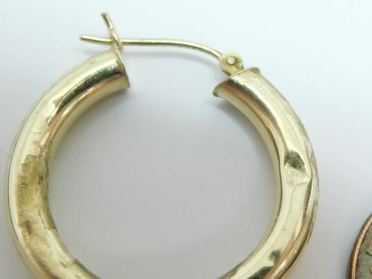 14K Gold Puffed Tube Hoop Earrings For Repair 1.8g image number 8