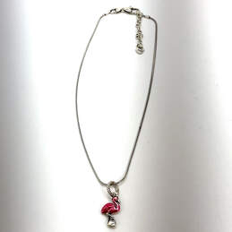 Designer Brighton Silver-Tone Pink Crystal Stone Flamingo Pendant Necklace alternative image