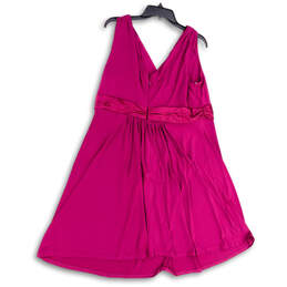 Womens Purple Pleated Wrap V-Neck Back Zip Sleeveless A-Line Dress Size 18 alternative image