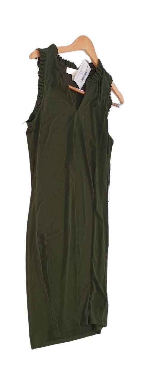 Womens Green Sleeveless Split Neck Sheath Dress Size Medium image number 3