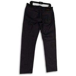Womens Blue Denim Regular Fit Dark Wash Pockets Straight Leg Jeans Size 35 alternative image