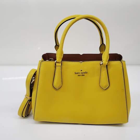 Kate Spade Tippy Triple Compartment Yellow Leather Crossbody Bag AUTHENTICATED image number 1