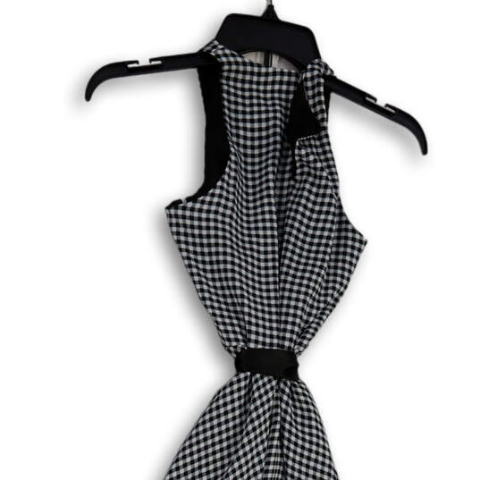 Womens Black White Checked Round Neck Sleeveless Fit & Flare Dress Size 0 image number 4